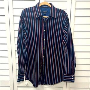 Ted Baker Long Sleeve Striped Cotton Button Down Shirt Size 16.5 34/35